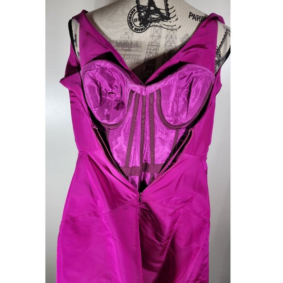 Zac Posen Fuchsia Silk Fit & Flare Cocktail Dress, USA Made, Womens Size 4 - Picture 11 of 15
